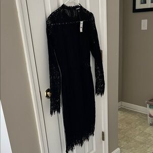 Express Black Long Sleeve Lace Dress